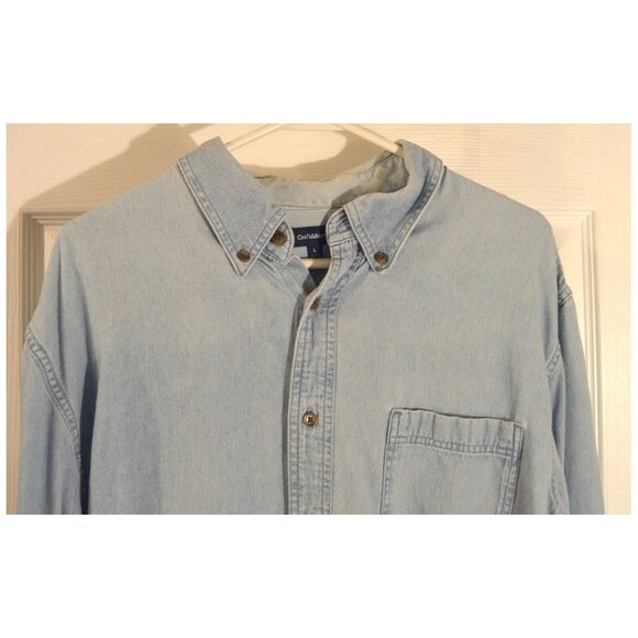 Croft & Barrow Men's Size L Long Sleeve Shirt Light Blue Button Down Collar - Picture 2 of 3